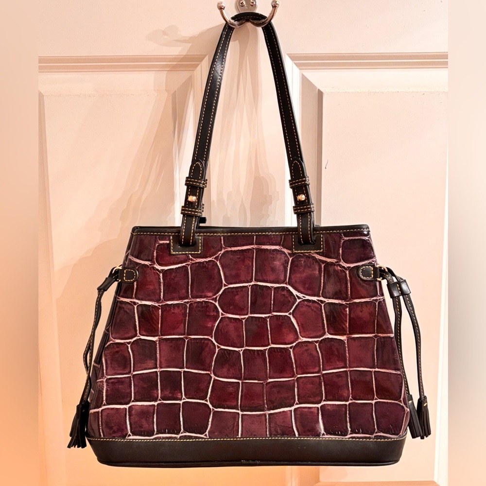 Dooney & Bourke Wine Leather Croco Handbag